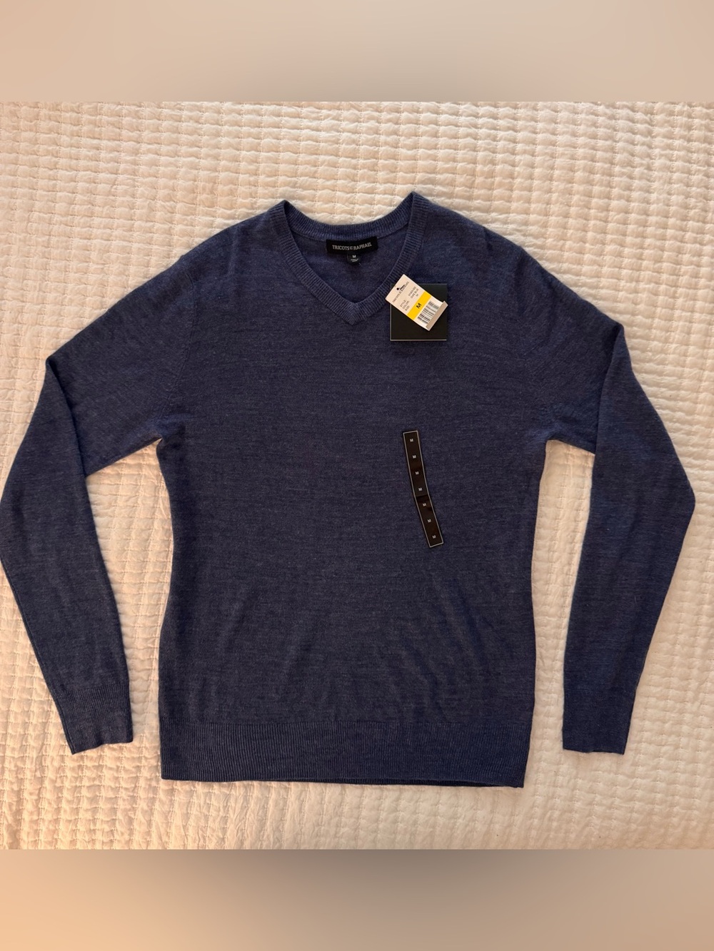 Tricots St Raphael navy blue knit V-neck sweater- Size M